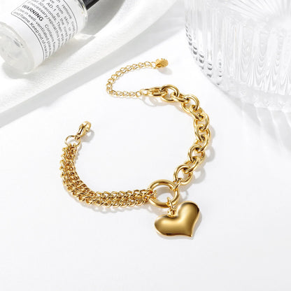 Metallic Heart Pendant Bracelet