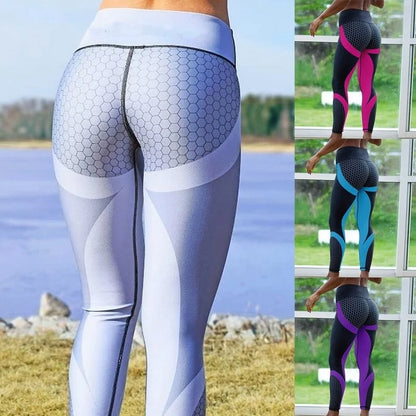 Women Honeycomb Printed Yoga Pants - WanderMart Co.