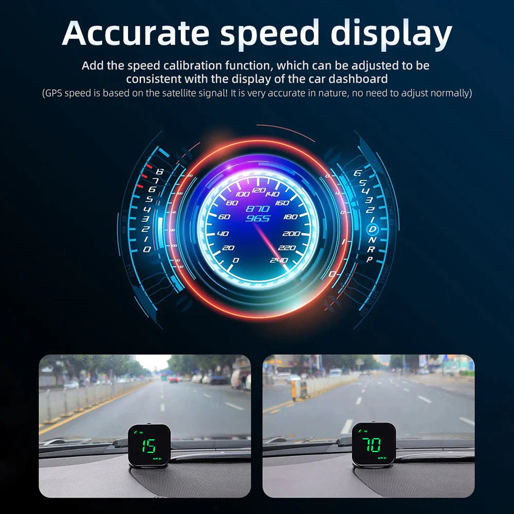 Digital Car HUD GPS Speedometer Head Up Display MPH KMH Compass Overspeed Alarm - WanderMart Co.