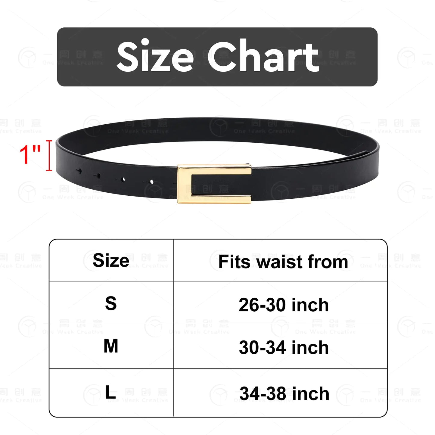 Womens Leather Belt Skinny Waist Belt for Dresses Jeans Pants with Gold Buckle Fit Waist 34"-38" Black - WanderMart Co.