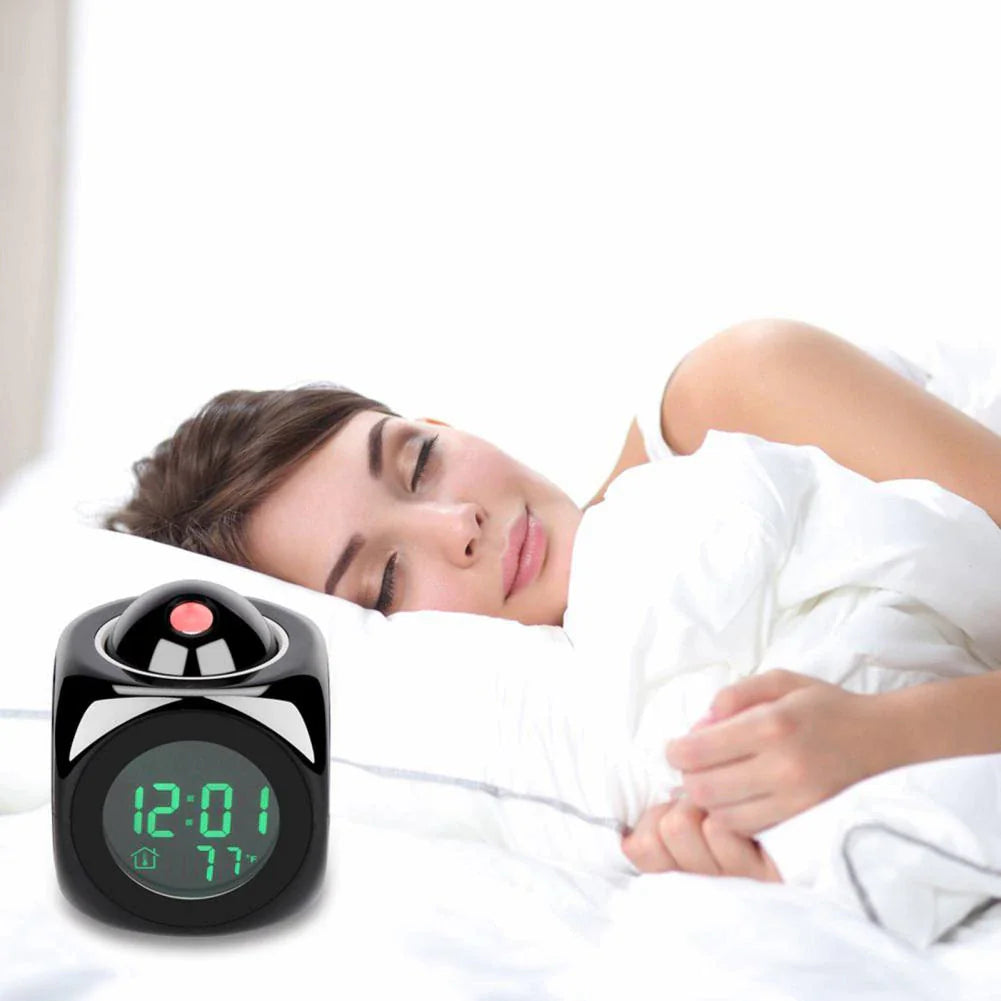 LED Projection Alarm Clock Digital LCD Display Voice Talking Weather Snooze USB - WanderMart Co.