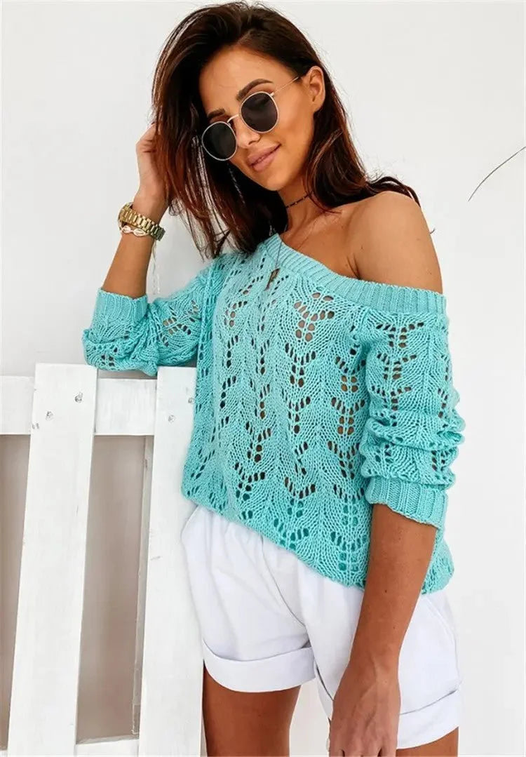 Casual Solid Color Sweater Women - WanderMart Co.