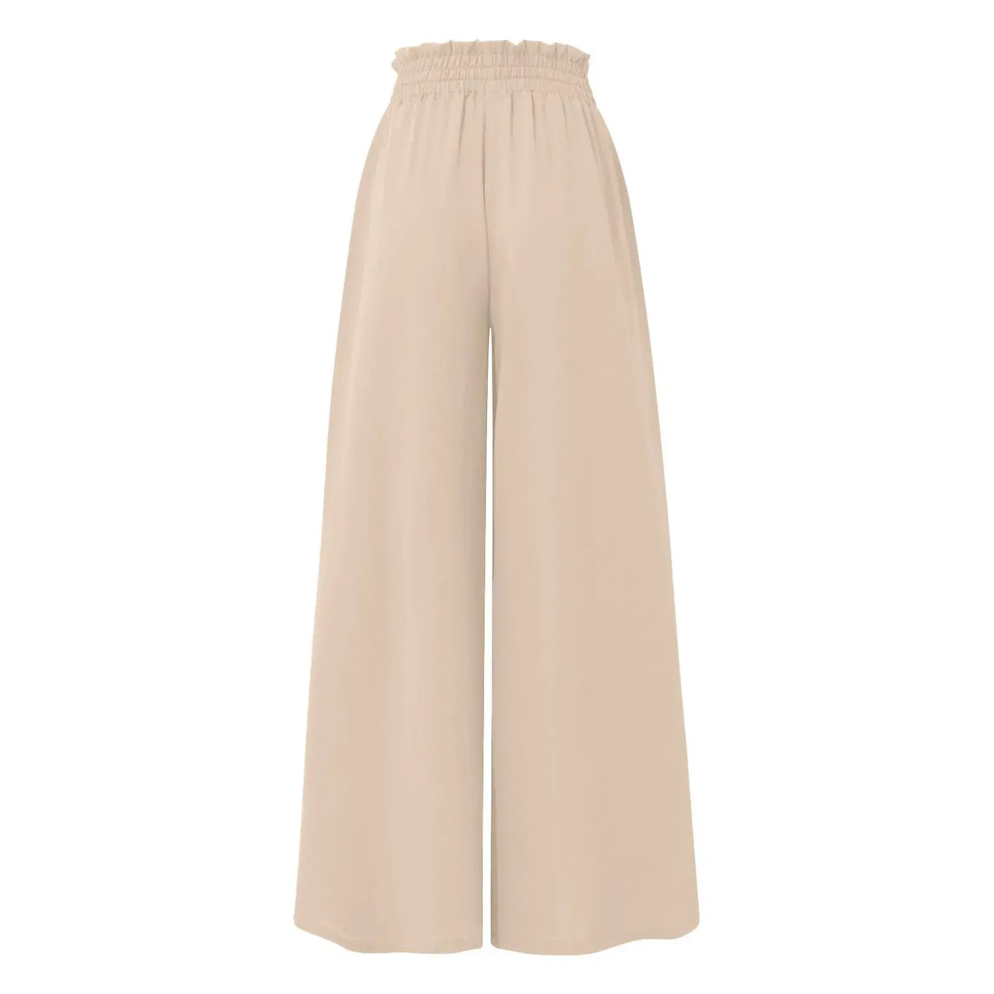 Women's Pants Solid Color Elastic High Waist Wide Leg Trousers - WanderMart Co.