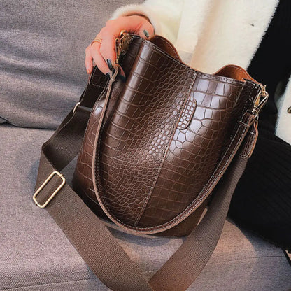 Blake Shoulder Bag -Chocolate Croc - WanderMart Co.