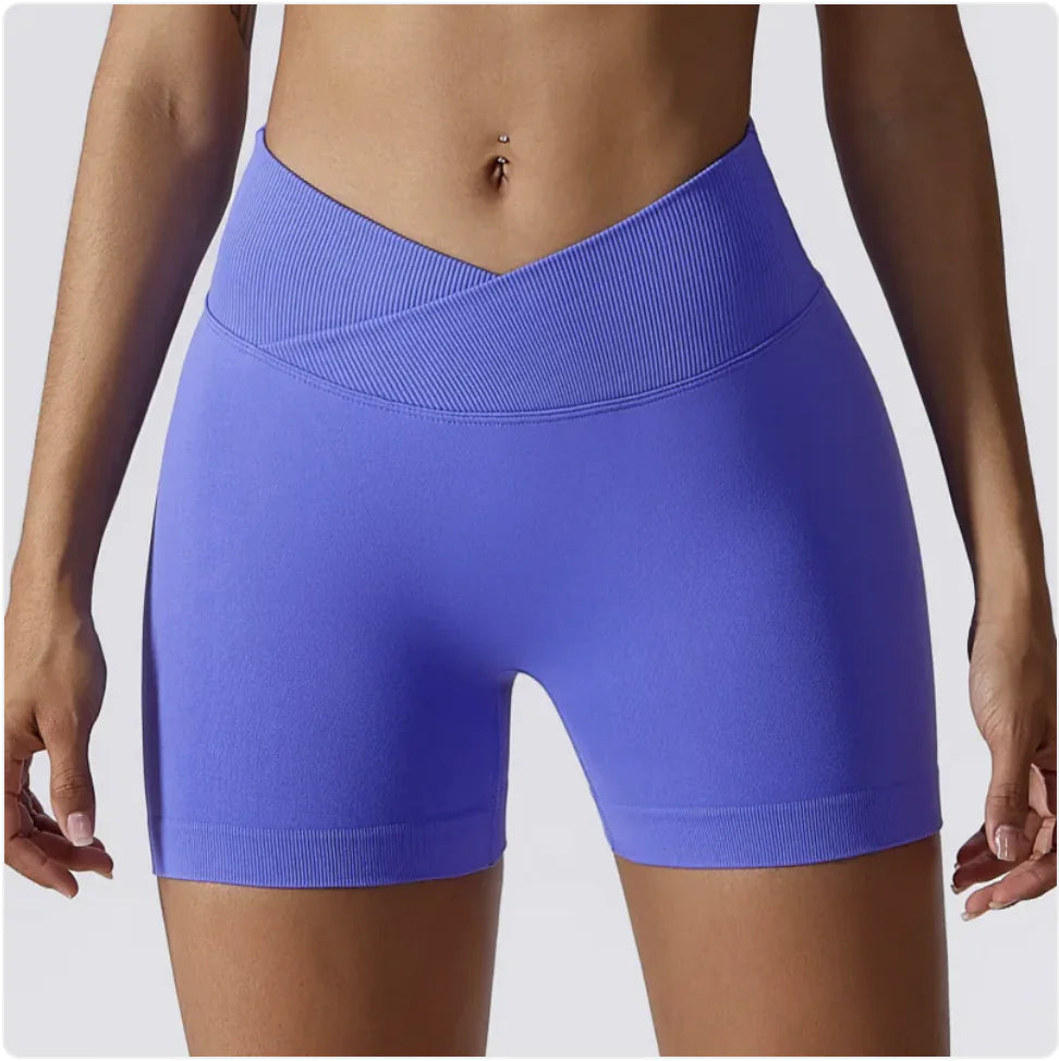 High-Waist Elastic Yoga Shorts with Peach-Lift Design - WanderMart Co.