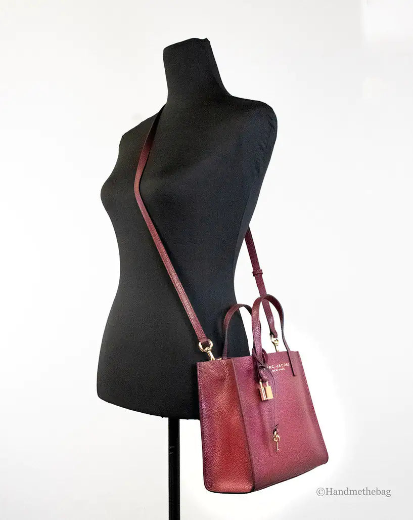 Marc Jacobs Mini Grind Pomegranate Pebbled Leather Crossbody Tote - WanderMart Co.