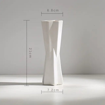 Modern Minimalist White Hemp Rope Ceramic Vase - WanderMart Co.