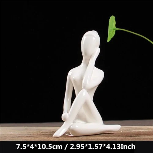 White Ceramic Yoga Figurines - WanderMart Co.