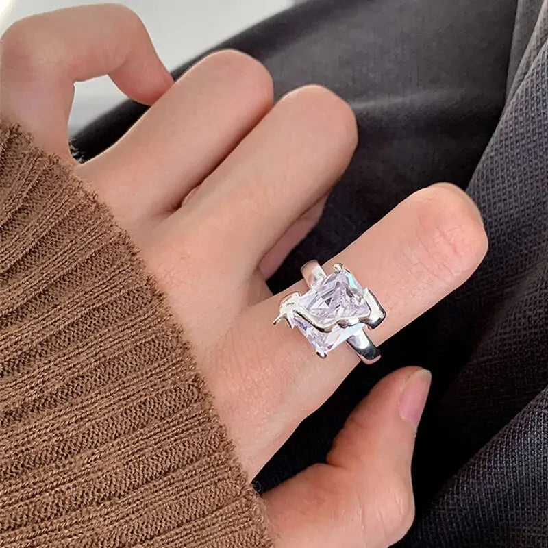 Adjustable Square Zircon Ring - WanderMart Co.