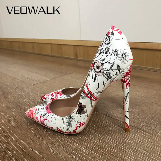 Veowalk Flowers Stiletto Pumps - WanderMart Co.