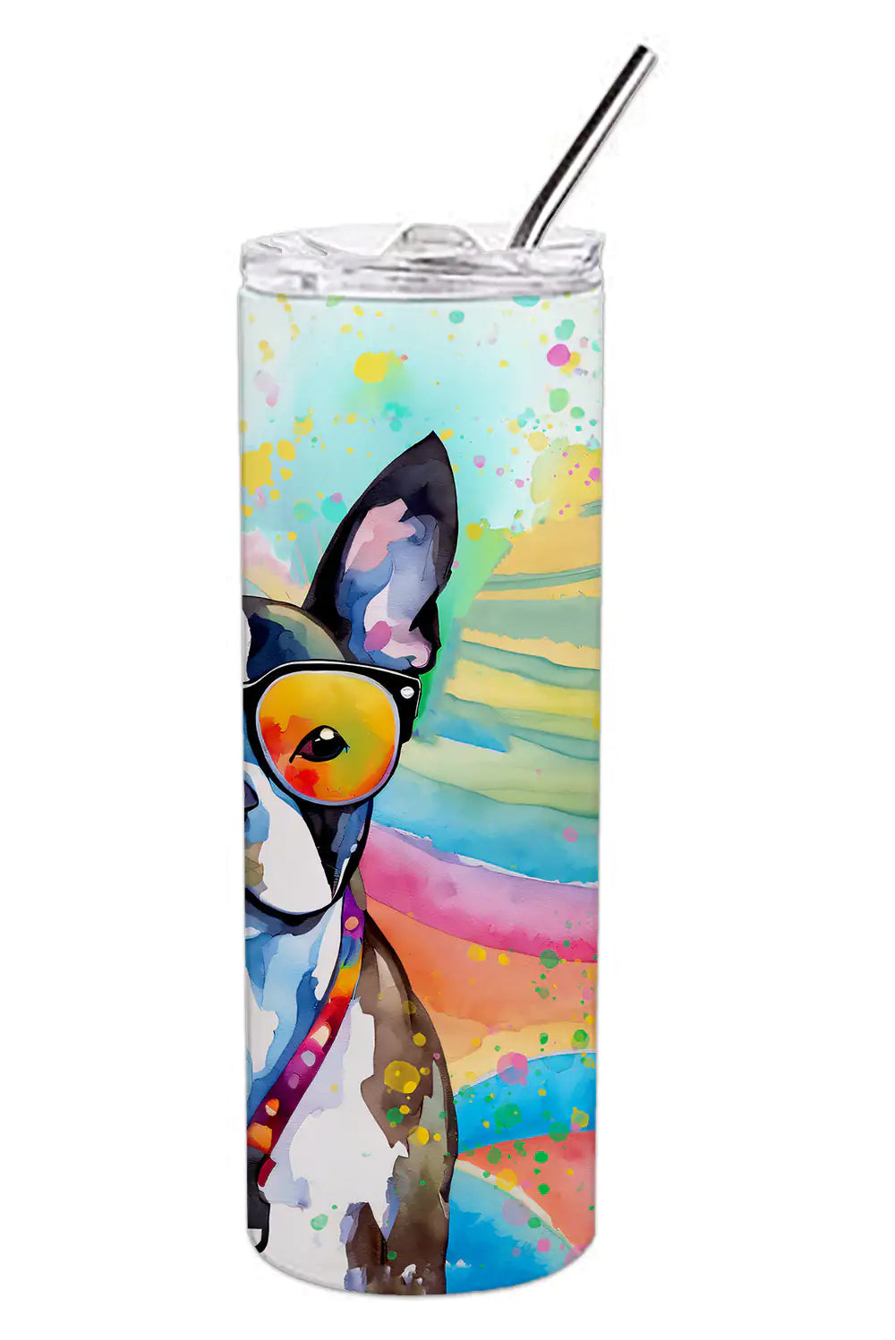 Boston Terrier Hippie Dawg Stainless Steel Skinny Tumbler - WanderMart Co.