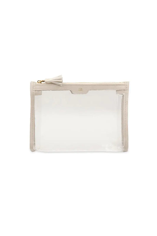 Case Look Women's Beige Detailed Transparent Clutch Tina 09 - WanderMart Co.