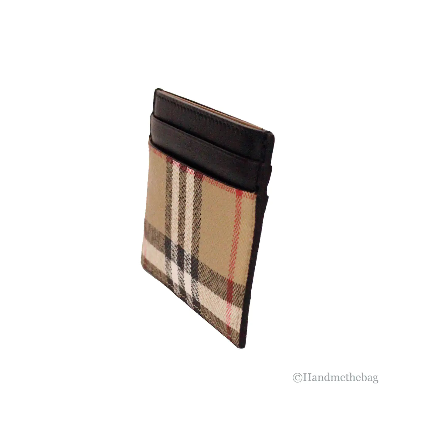 Burberry Sandon Black Canvas Check Leather Card Case Wallet - WanderMart Co.