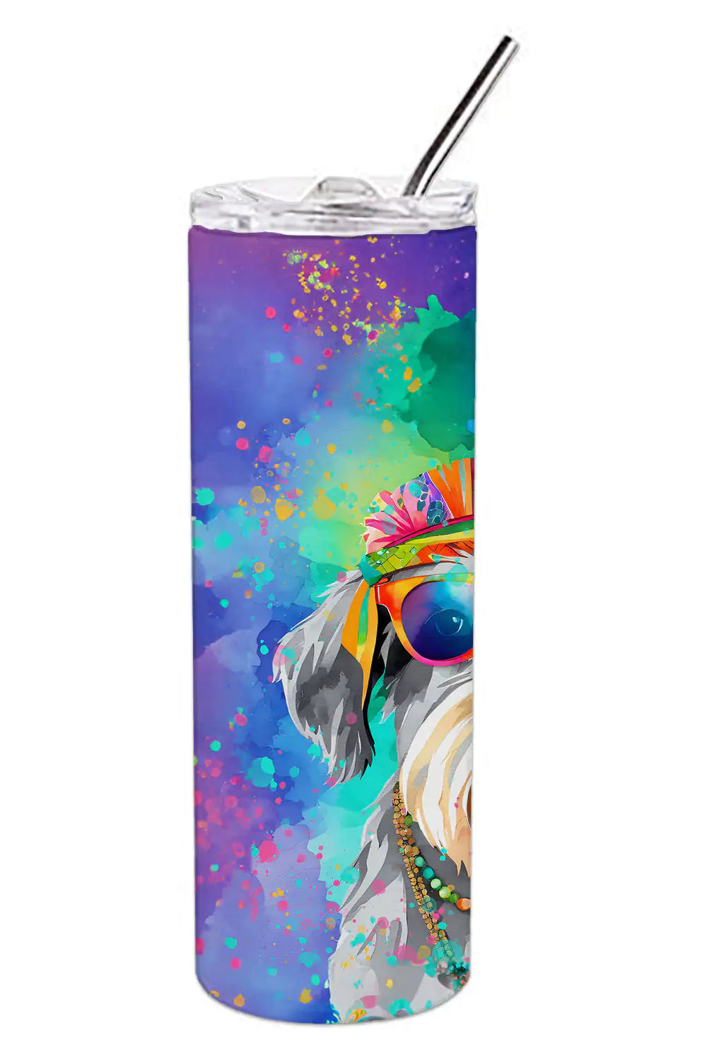 Schnauzer Hippie Dawg Stainless Steel Skinny Tumbler - WanderMart Co.