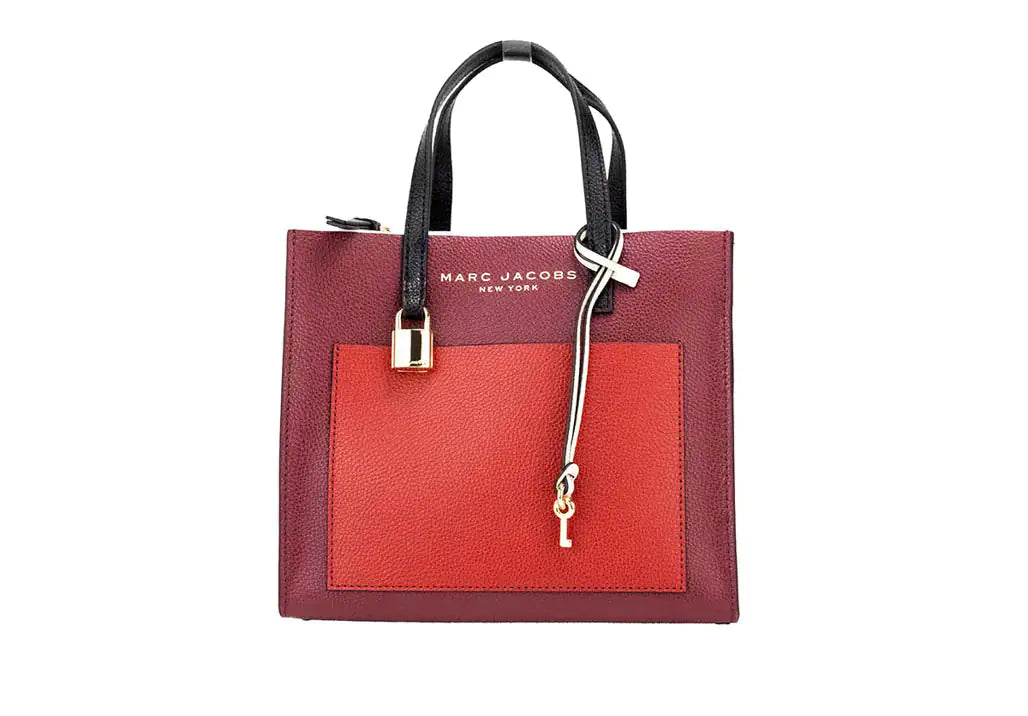 Marc Jacobs Grind Mini Pomegranate Colorblock Leather Tote - WanderMart Co.