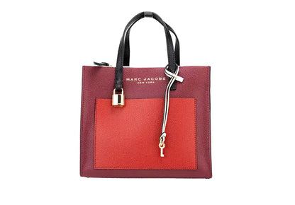 Marc Jacobs Grind Mini Pomegranate Colorblock Leather Tote - WanderMart Co.