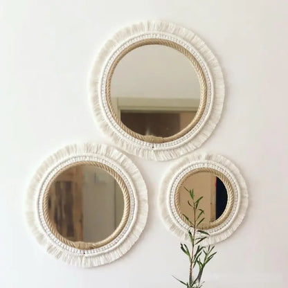 Nordic Hand-Woven Decorative Hanging Mirror - WanderMart Co.