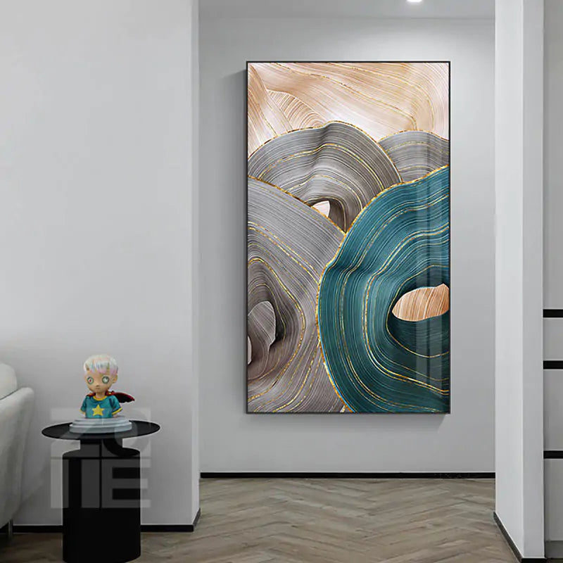 Nordic Modern Abstract Gold Ribbon Canvas Art - WanderMart Co.