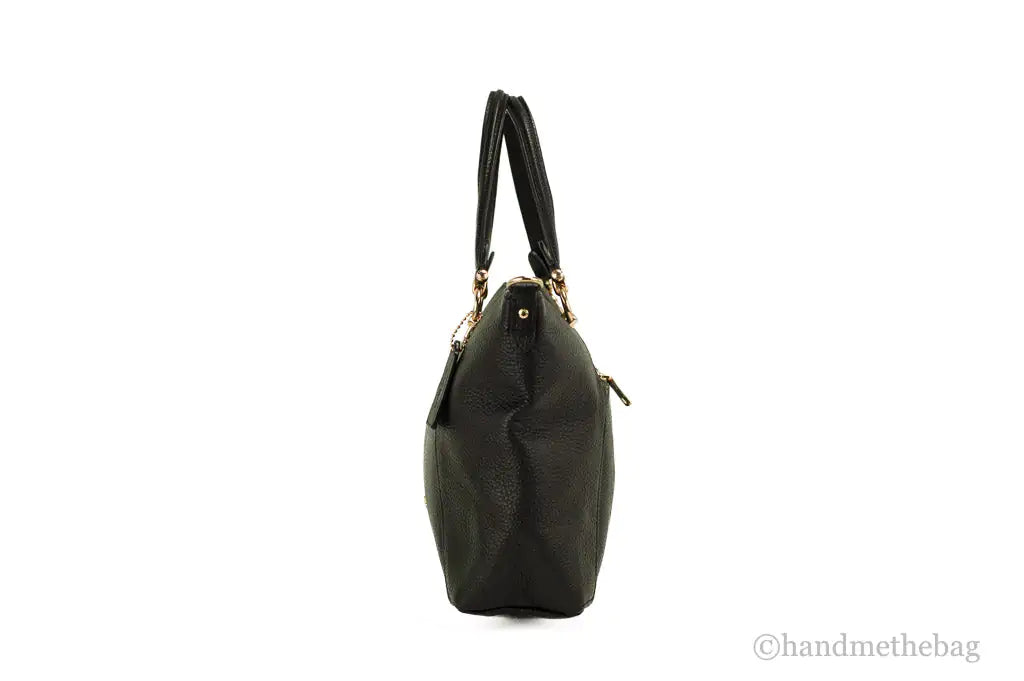 Coach Kacey Black Leather Top Zip Satchel Crossbody Bag - WanderMart Co.