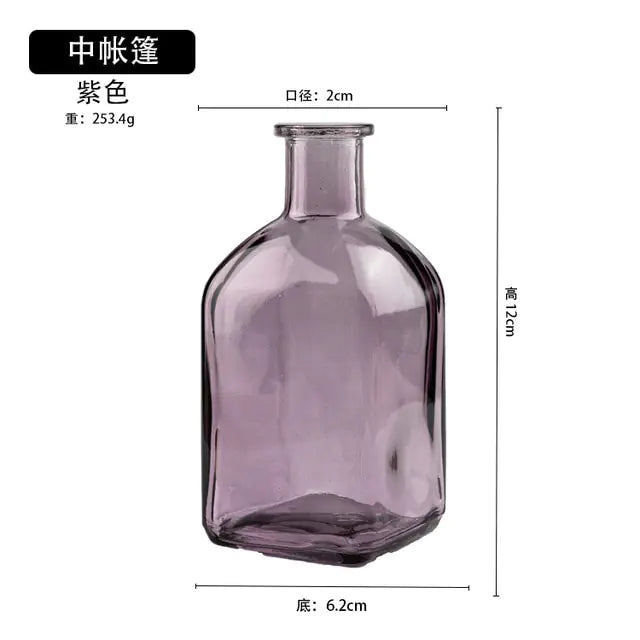 Colorful Glass Vase Transparent Simple Glass Bottle - WanderMart Co.