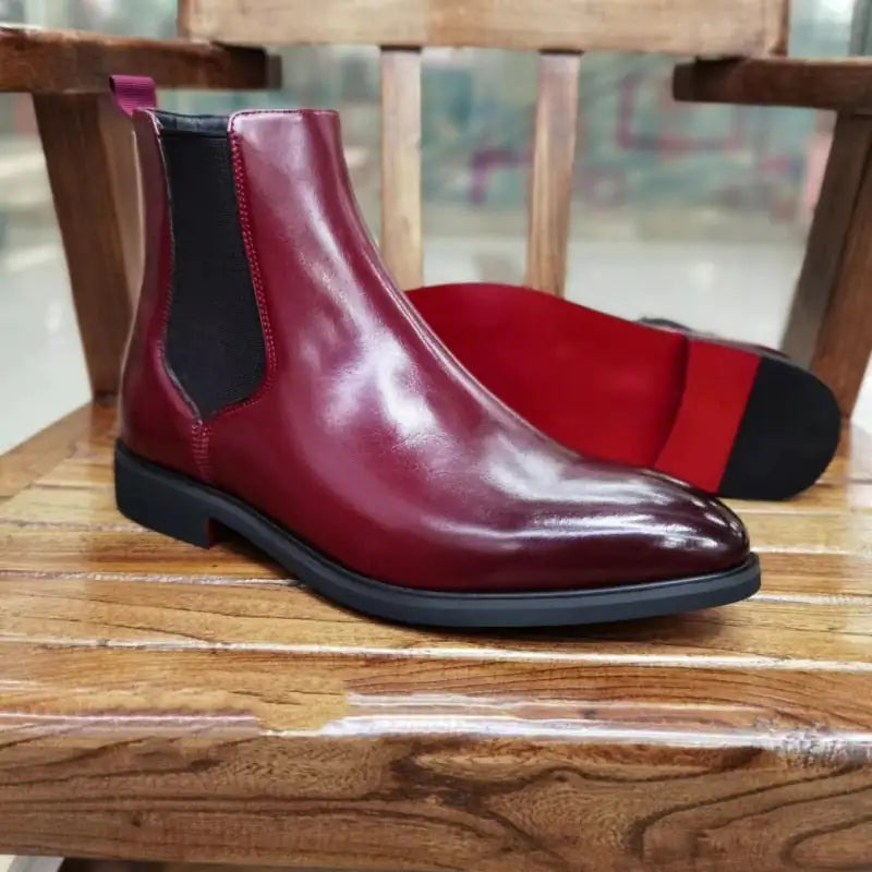 Rossone Red Bottom Chelsea Leather Boots - WanderMart Co.