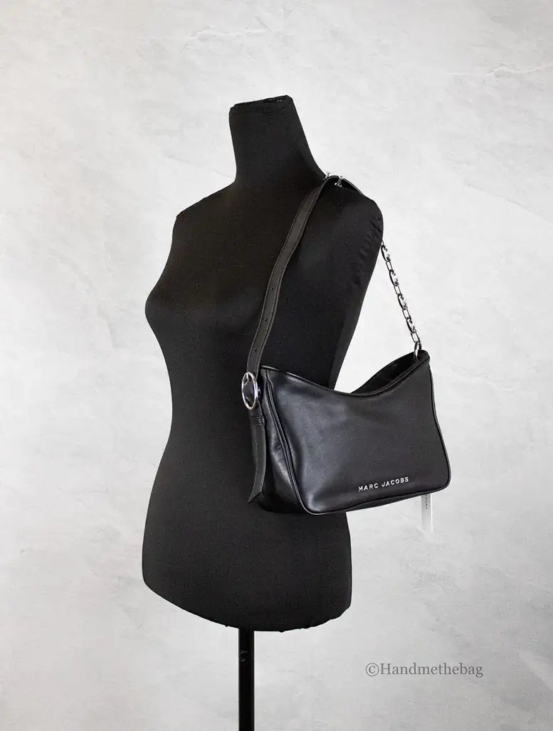 Marc Jacobs Tempo Small Black Leather Hobo Shoulder Bag - WanderMart Co.