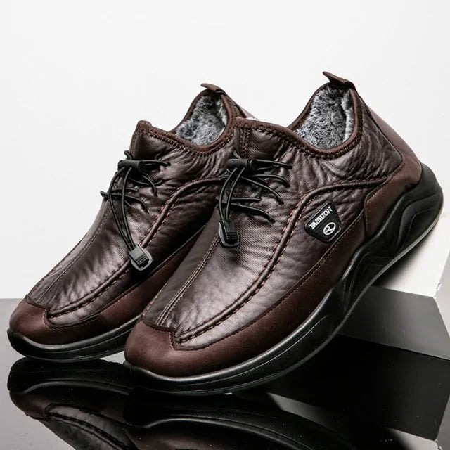 Black Lace-Up Breathable Leather Shoes - WanderMart Co.