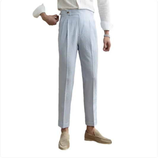 Men's High-Waist Straight Suit Pants – Summer Collection - WanderMart Co.