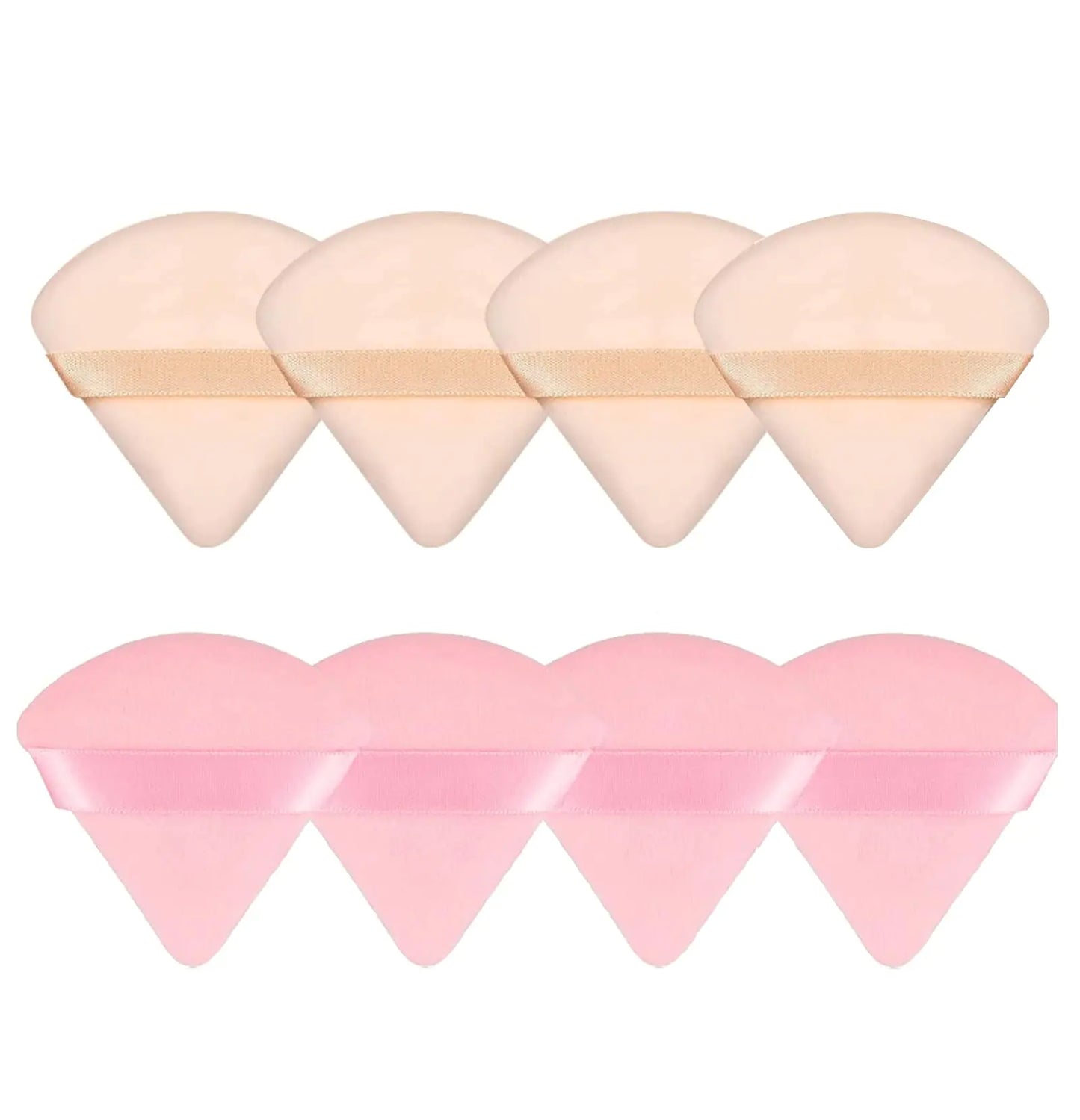 8 Pieces Triangle Powder Puff Face Soft Triangle Makeup Puff Velour Cosmetic Foundation Blender Sponge Beauty Makeup Tools Pink, Nude 8 Count (Pack of 1) - WanderMart Co.