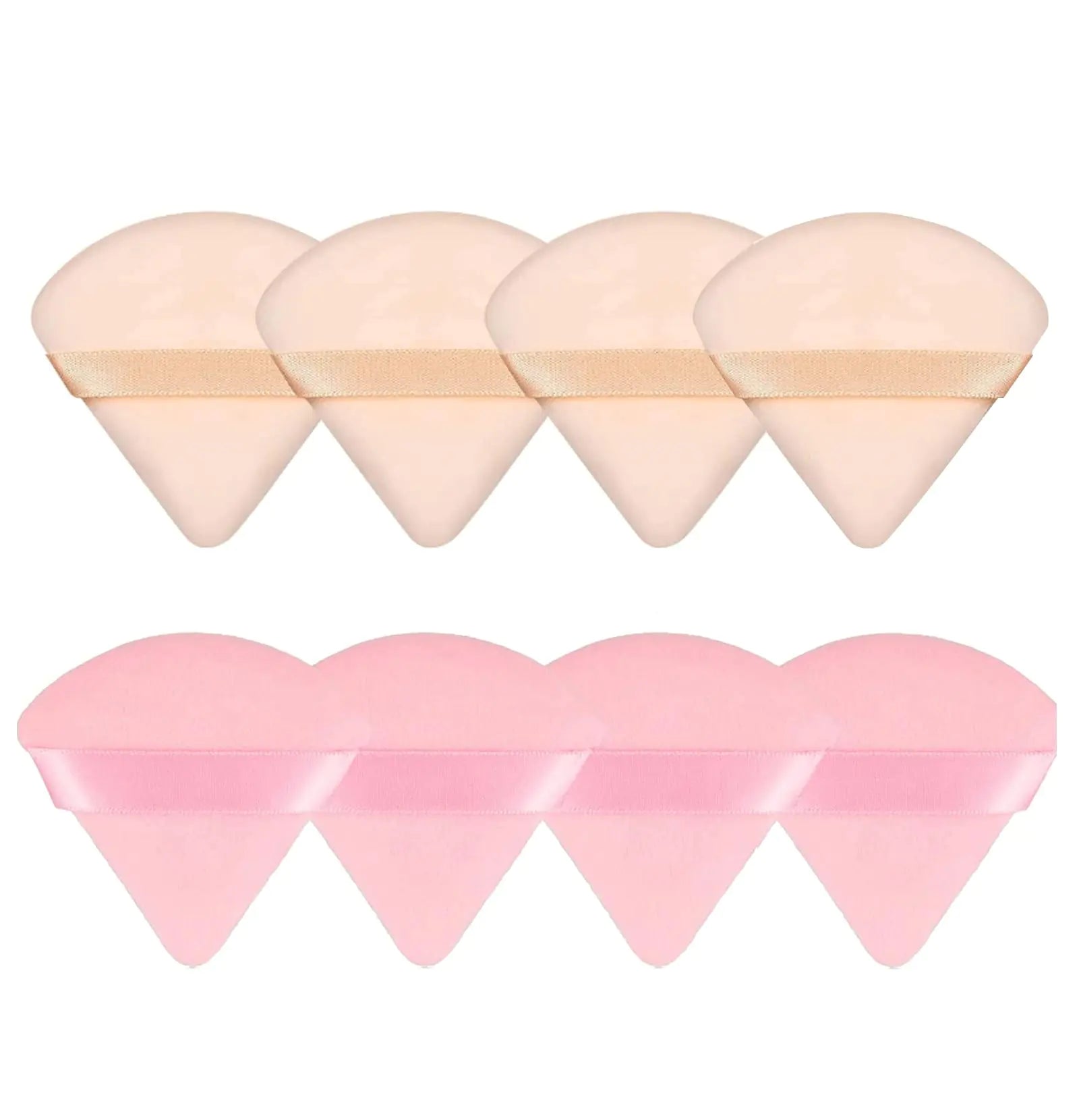 8 Pieces Triangle Powder Puff Face Soft Triangle Makeup Puff Velour Cosmetic Foundation Blender Sponge Beauty Makeup Tools Pink, Nude 8 Count (Pack of 1) - WanderMart Co.