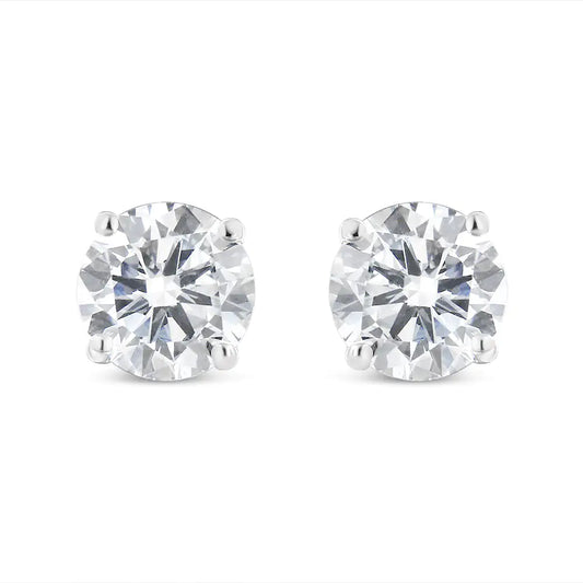 .925 Sterling Silver 1/4 Cttw Miracle Set Princess-cut Diamond Solitaire Stud Earrings (H-I Color, SI2-I1 Clarity) - WanderMart Co.