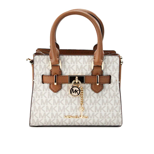 Michael Kors Hamilton XS Small Vanilla PVC Crossbody Satchel - WanderMart Co.