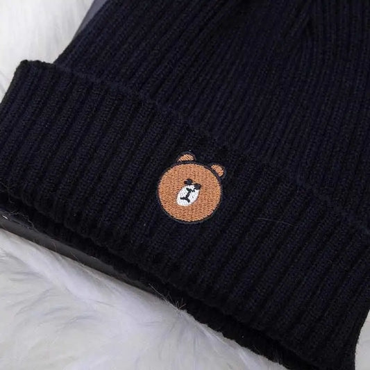 Bear Embroidered Beanie Hat - WanderMart Co.