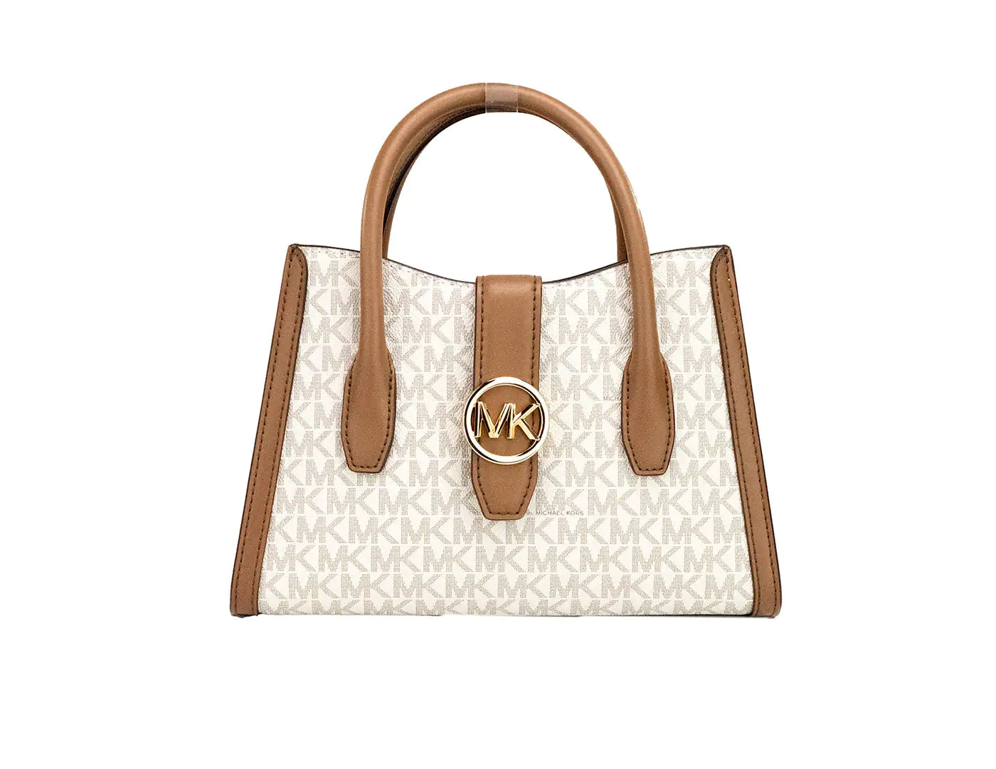 Michael Kors Gabby Small Vanilla Top Zip Curve Satchel - WanderMart Co.