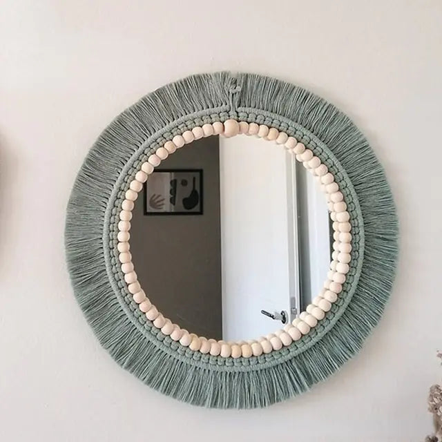 Nordic Hand-Woven Decorative Hanging Mirror - WanderMart Co.