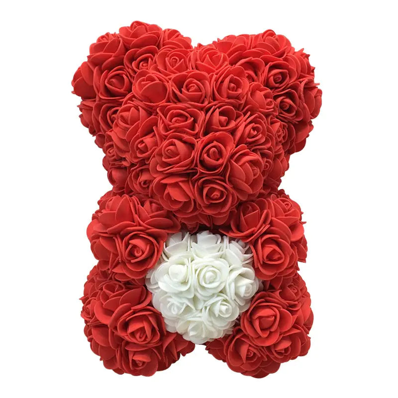 25cm Rose Teddy Bear From Flowers Bear With Flowers Red Rose Bear - WanderMart Co.