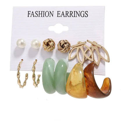 Gold Sequin Drop Earrings Set - WanderMart Co.