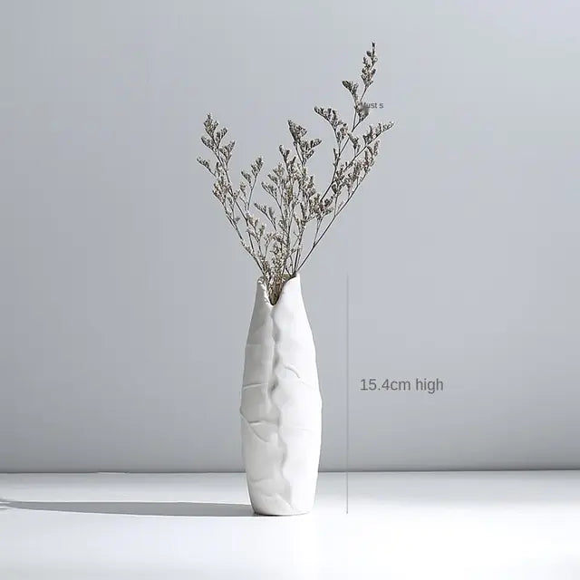 Modern Minimalist White Hemp Rope Ceramic Vase - WanderMart Co.