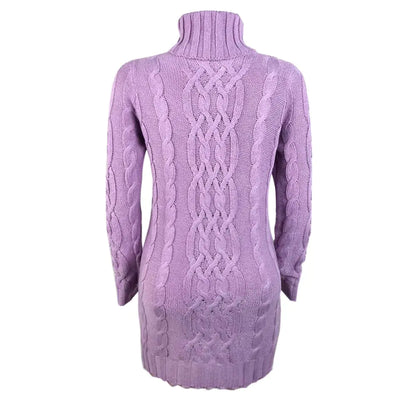 Turtleneck Twist Knitted Sweater Dress - WanderMart Co.