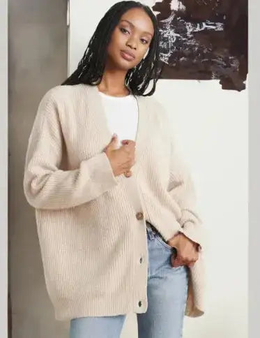 Cashmere Cardigan With V-Neck - WanderMart Co.