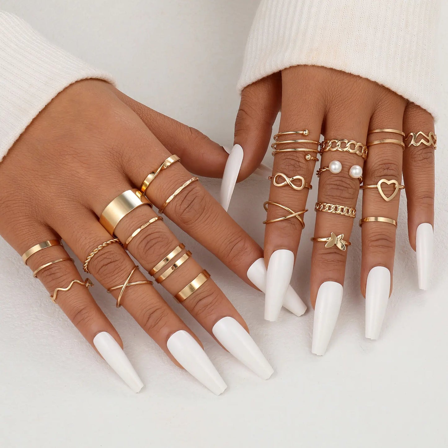 Gold Geometric Ring Set - WanderMart Co.