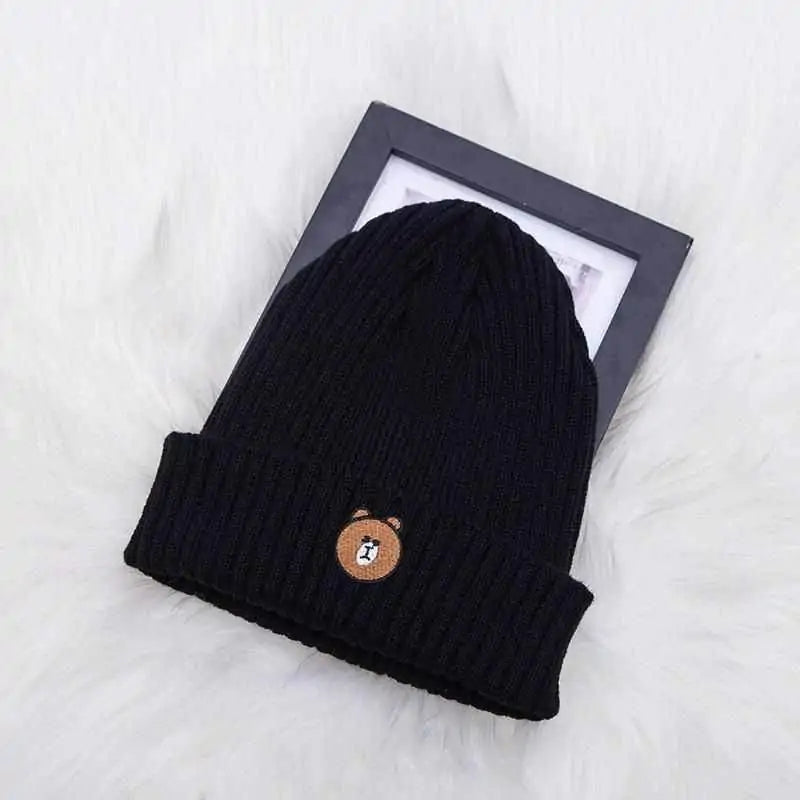 Bear Embroidered Beanie Hat - WanderMart Co.