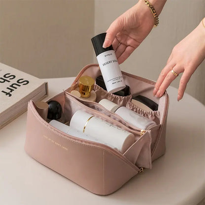 High-Capacity Leather Cosmetic Organizer - WanderMart Co.