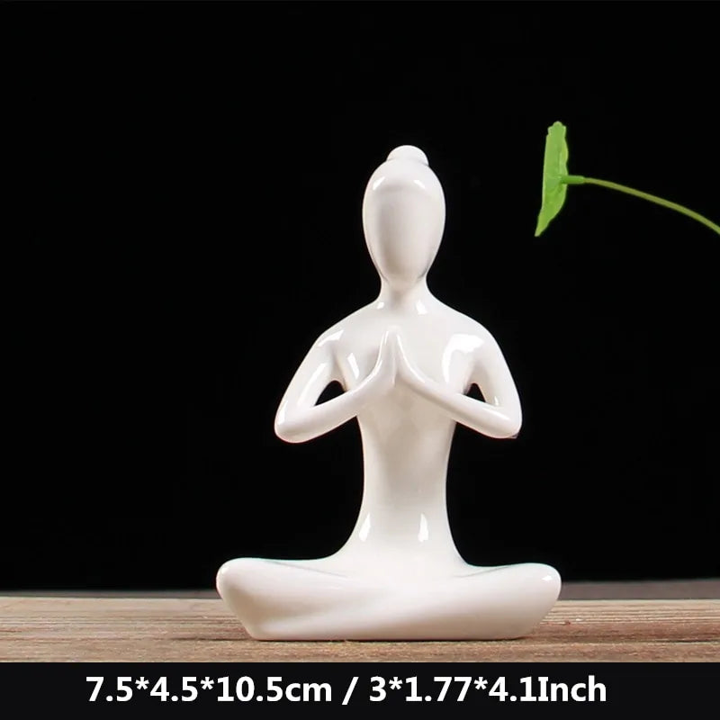 White Ceramic Yoga Figurines - WanderMart Co.