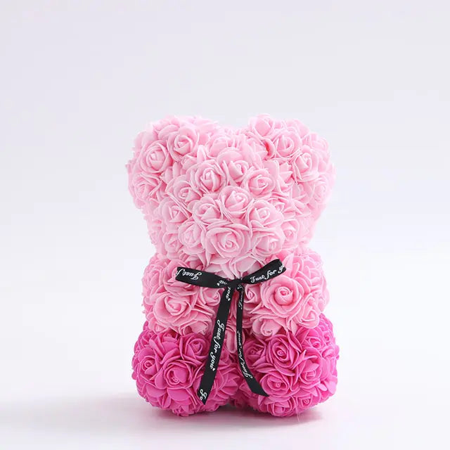 25cm Rose Teddy Bear From Flowers Bear With Flowers Red Rose Bear - WanderMart Co.