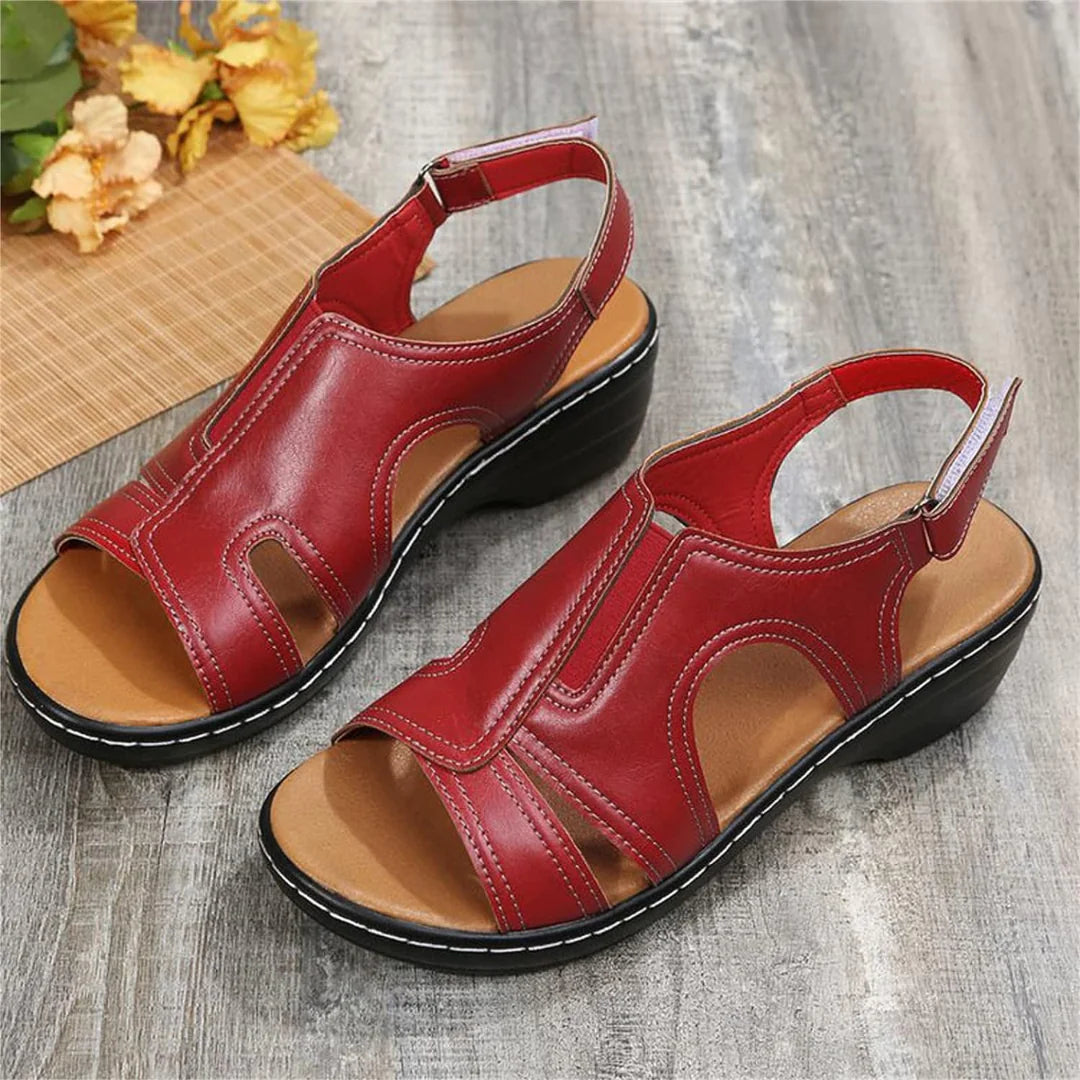 Orthopedic Leather Wedge Sandals - WanderMart Co.