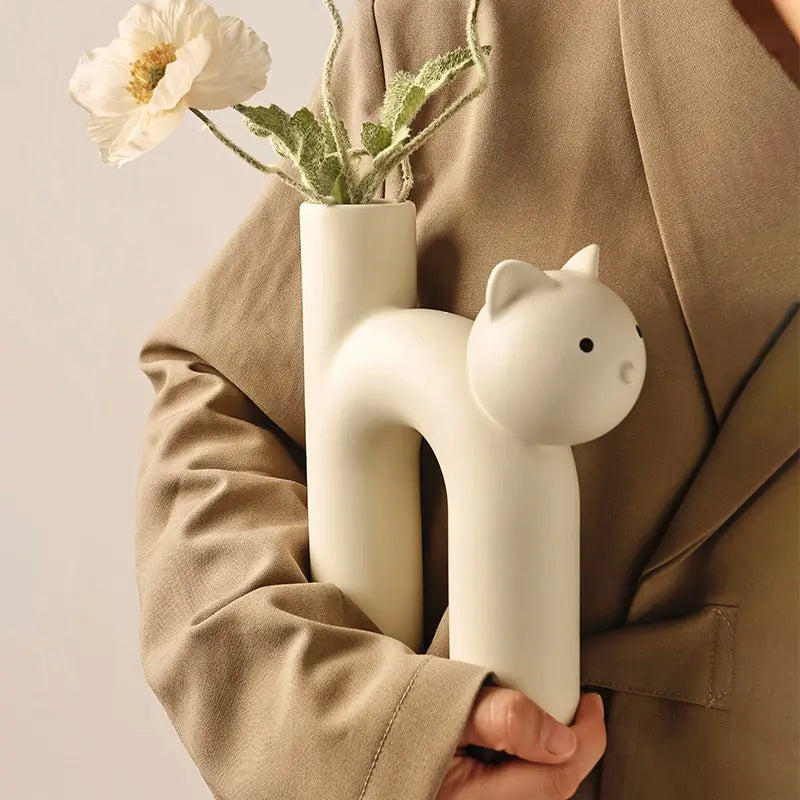 Cat Head Tube Vase - WanderMart Co.