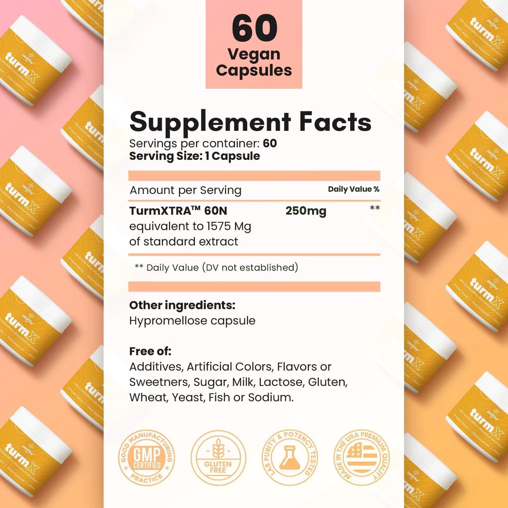 Turmeric Supplement Supports Joint Immune System Brain Skin 250 mg per Capsule - WanderMart Co.