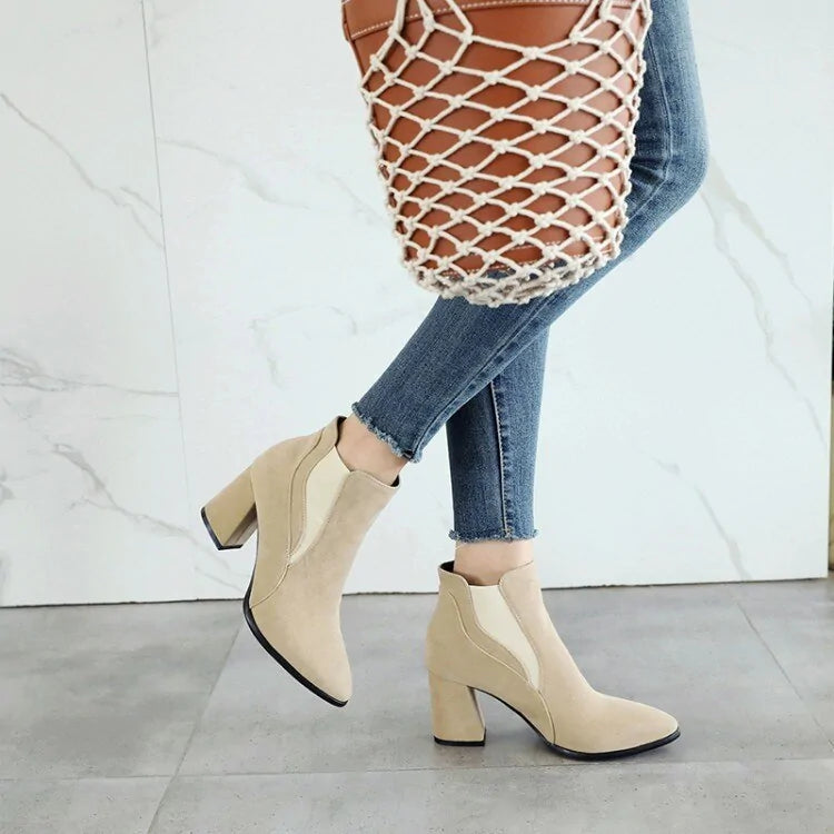 Korean Faux Suede Ankle Boots - WanderMart Co.