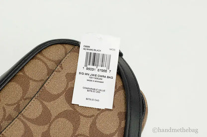 Coach (C9926) Jamie Mini Khaki Black Coated Canvas Camera Crossbody Handbag - WanderMart Co.